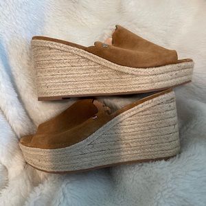 Kate Spade tan suede espiradrille wedges